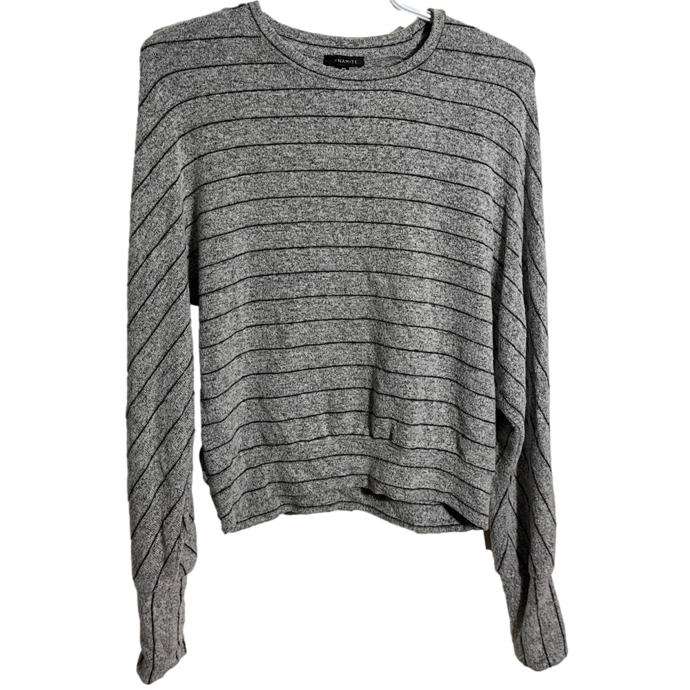 Dynamite Gray Striped Sweater Small Super Soft Cozy